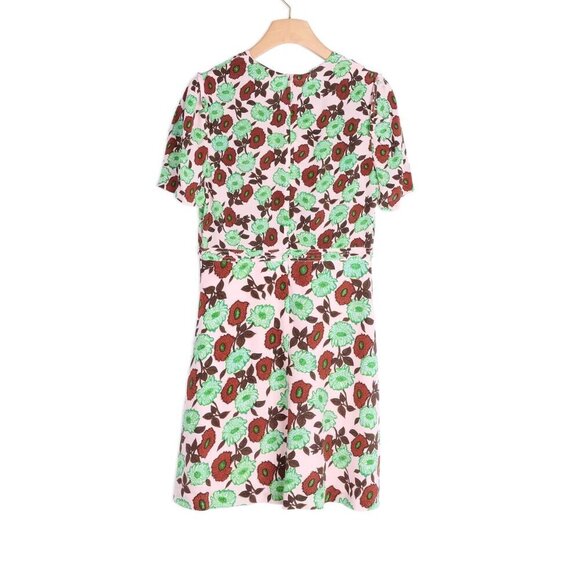 NWT Sandro Antropique Petale Floral Dress, Pink/Green/Brown, 100% Silk, Size 4/6 - Picture 4 of 11